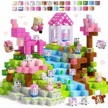 48/100/200/300pcs Magnetic Building Tiles, 0.78 Inch, Magnetic Princess Castle Pink Girly Flower Series Construction Blocks Cube Toy Set, STEM Educational Sensory Toy, Best Christmas, Halloween, Birthday Gift For Kids 3+ Years Old - Multicolor - View 3