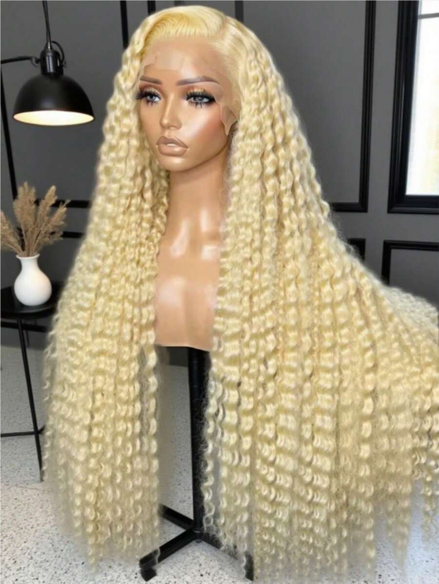 Uveous 613 Lace Front Wig Human Hair 13x4 Blonde Wig Human Hair 613 Deep Wave HD Lace Frontal Wig 250% Density Long Blonde Curly Wig Deep Curly 613 Wig Pre Plucked With Baby Hair For Women - S613 - 查看 1