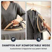 SUPERLEX Dampfbügeleisen mit LED-Bildschirm, 2600 W schnell aufheizendes elektrisches Bügeleisen, leistungsstarkes Dampfbügelgerät, mit 4-in-1-Multifunktion (Trockenbügeln, Sprühen, Dampf, Luftbügeln), selbstreinigende antihaftbeschichtete Keramiksohle, geeignet zum Bügeln von Wolle, Polyester, Seide, Leinen, Nylon und anderen Kleidungsstücken, Dampfbügeleisen, 1300 ml Wassertank mit großem Fassungsvermögen, Dampfglätter mit Anti-Kalk-/Tropfschutzfunktion, geeignet für die Wäsche zu Hause und unterwegs. - EU F-Typ Stecker (220-240V) - Übersicht 5