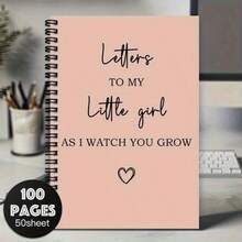 1本 A5尺寸螺旋裝訂筆記本「Letters To My Little Girl」，適合新手媽媽日記、嬰兒派對禮物、新媽媽禮物，粉色軟封面愛心設計，100頁，完美書寫，空白橫線本 - 1本親愛的女兒螺旋筆記本 - 查看 4