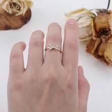 1PC Cute Women's Fashion Zirconia Bowknot Ring Wedding Band Engagement Party Birthday Anniversary Christmas Gifts For Women Girlfriend Fine Jewelry - 金色 - 查看 6