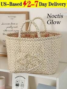 Decorative Quilted Floral Print Storage Basket, Collapsible Fabric Organizer – Premium Cotton Linen Blend Material With Quilted Texture And Elegant Flower Design, Exquisite Stitching For Durability, Collapsible Design For Convenient Storage, Suitable For Bedroom Living Room Bathroom Kitchen Nursery And Entryway, Ideal For Organizing Toys Clothes Towels Books Cosmetics Snacks And Daily Necessities, Structured Shape Stands Upright Without Support, Soft Fabric Won't Scratch Surfaces, Enhances Home Decor With Warm And Romantic Aesthetic, Easy To Clean And Long-Lasting, Perfect Gift For Housewarmings Birthdays Christmas And Thanksgiving - 彩色 - 查看 16