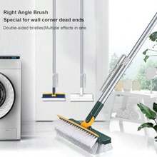 Cepillo de Suelo 2 en 1, Cepillo para Lechada con Largo, Cepillo para Azulejos de Cerdas Rígidas, Rotación de 180 Grados para Limpieza de Baño y Cocina ()(Verde) - Multicolor - Ver 2