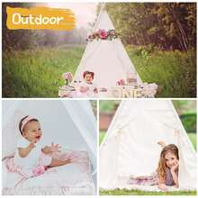 Kids Teepee Tent For Kids, Kid Play Tents For Girls & Boys, Gifts Playhouse For Indoor Outdoor Games, Toddler Toys House For Baby (Tee Pee For Child) - trắng - Xem 5