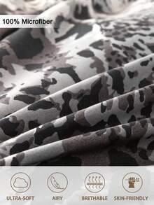 3pcs Leopard Print Bedding Set, Soft & Skin-Friendly Bed Linens Set, Includes 1 Duvet Cover & 2 Pillow Shams - Multicolor - View 5