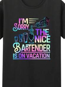Funny Bartender Shirt – Sorry The Nice One's On Vacation Drinking Tee Uni - 黑色 - 查看 1