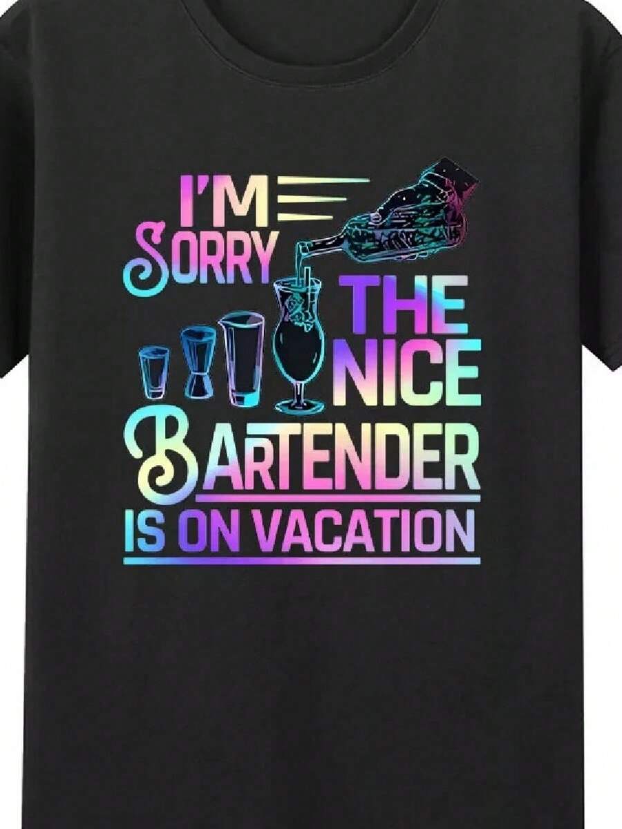 Funny Bartender Shirt – Sorry The Nice One's On Vacation Drinking Tee Uni - 黑色 - 查看 1