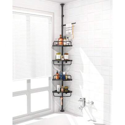 4-Tier Corner Shower Caddy Tension Pole, Adjustable 3.3 To 9.8 Foot Stainless Steel Organizer