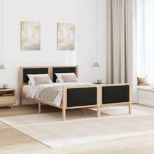 vidaXL Bettrahmen Mit Kopfteil Schwarz 140 X 190 Cm Stoff - 棕色 - 查看 4