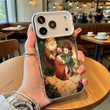Funda de Teléfono Blanca con Impresión de Santa Claus y Niño en Escena Navideña para  14 Pro Max  13 Pro  Galaxy S23 S22 Adecuada para Todas las Estaciones Opción de Regalo Ideal - Negro - Ver 1