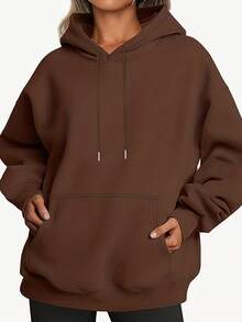 4pcs Women's Casual Hooded Sweatshirt - Women's Outdoor Sweatshirt, Solid Color, Regular Fit, Long Sleeve, Front Pocket Pullover, Versatile For Office And Casual Wear, Street Style Essential, Minimalist Design, Durable Construction, Unisex Style, Urban Style, Suitable For Holiday Gifts - 彩色 - 查看 5