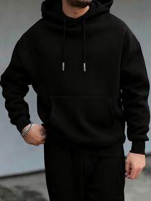 SP5DER Men's Loose And Thick Hoodie, Printed Long-Sleeve Hooded Sweatshirt, Street Style, An Ideal New Year & Christmas Gift For Friends, Husbands, And Boyfriends, Fall/Winter Style - 黑色3 - 查看 3