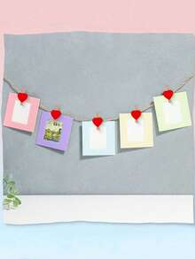 20Pcs Mini Heart Clothespins With String, 1.2Inch Wooden Heart Clothes Pins, Small Red Heart Woodden Photo Clips With 9.8Ft Jute Twine For Wedding,Crafts,Hanging Photo Display - Multicolor - View 5