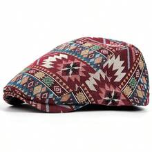 Totem Flat Cap | Colorful Retro Printed Unique Beret - Style Hat