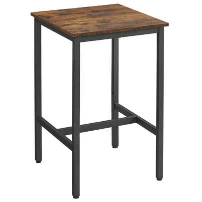 VASAGLE Bar Table, Small Kitchen Dining Table, High Top Pub Bar Height Cocktail Desk For Living Room Party, Sturdy Metal, 23.6 X 23.6 X 36.2 Inches For Narrow Spaces, Rustic Brown And Black
