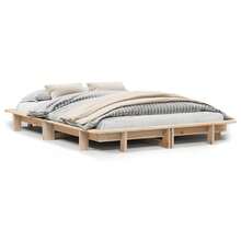 vidaXL Massivholzbett Ohne Matratze 120x190 Cm Kiefernholz - Braun - Übersicht 3
