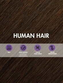 男女通用成人直发接发，双层注塑XO孔发片，巧克力棕色，12-24英寸，隐形双扣，自然拉丝式微型发，自然外观假发，圣诞节礼物 - S4 - 查看 8