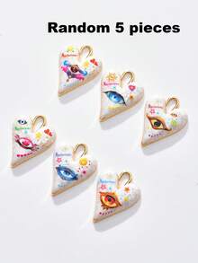 2/50pcs Random Multi-Color Fashionable Dark Heart & Devil's Eye Pendant, Suitable For DIY Necklace, Bracelet, Earring, Keychain, Phone Chain, Couple Gift Jewelry Making - Multicolor - View 25