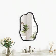 GSYY Ammetl  Mirror With Wood Frame Irr Modern Hanging Mirror For  For Vanity Ling Ro Bedro Bathro Entryway Hallway Modern Unique Decorative Astic Mirror - màu đen - Xem 2