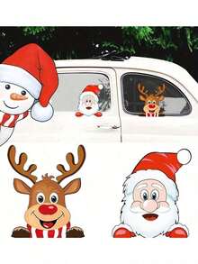 Christmas Vehicle Sticker Santa Reindeer Waterproof Window Decal Self Adhesive Vinyl Auto Decor  Glass Metal Ceramic Anime Theme Single Use Wall Home Room Decoration - Multicolor - View 4