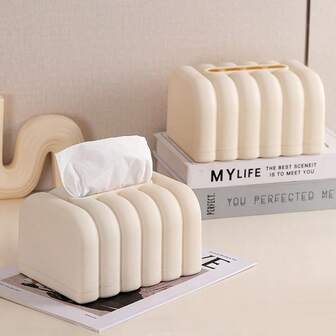 时尚米色面包形纸巾盒 - 耐用PP材质，方便取用，适用于餐厅和客厅装饰，简约家居装饰