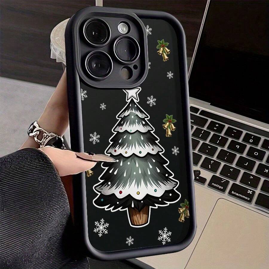 Funda de Teléfono con Patrón de Árbol de Navidad Compatible con iPhone 17 Air/16/15/14/13/12/11 Pro Max 14/15/16 Plus, 16E, 12/13 Mini, X/XS/XR/XS Max, Compatible con Samsung Galaxy A03/A03S/A04/A04E/A05/A05S/A06/A12/A13/A15/A16/A21S/A24/A25/A32/A34/A35/A54/A55, S20/S21/S22/S23/S24 FE/Plus/Ultra, F15, M35/M55, Note20/Note20 Ultra Protección de Teléfono - Negro - Ver 1