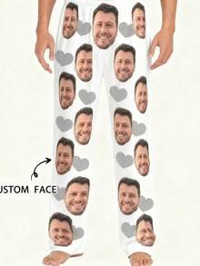 Customized Photo Pajama Pants - Unisex Pet Personalized Sleepwear - Couple Face Pattern Pajamas, Gift For Husband