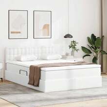 vidaXL Aufbewahrungsbett Mit Matratze Reinweiß 140 X 200 Cm Kunstleder - Bianco - Visualizzare 1