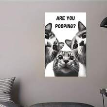 Framed Funny Bathroom Cat Canvas Wall Art Funky Are You Pooping Peeping Picture Wall Decor Humor Bathrooms Animal Poster Print Painting Perfect For Bathroom Decoration Prepare To Hang  Home Living Room Office Wall Decor, Perfect Gift And Wall Decoration - Đóng khung - Xem 3
