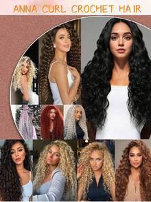 Heat-Resistant 24 Inch Synthetic Braiding Hair Extensions Loose Deep Wavy Braid Hair Water Wave Ombre Brown Twist Crochet Curly Anna Hair For Christmas New Year - Multicolor - View 9