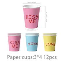 Valentine's Day Party Supplies - Romantic Valentine's Day Party Decorations, Tableware, Plates, Cups, Napkins, Disposable Utensils, Wedding & Birthday Party Supplies, Multiple Options - Multicolor - View 9