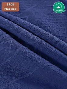 3-Pack Plus Size Women's Cotton Panties, High-Waisted, Tummy-Control, Seamless, Jacquard Pattern, Mid-Waist, Briefs, Comfortable Fit, Close-Fitting Design. - 彩色 - 查看 4