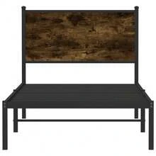 vidaXL Metallbett Ohne Matratze Räuchereiche 75x190 Cm - Braun - Übersicht 5