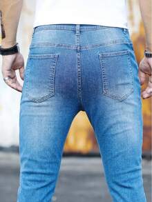 Men Jeans - Washed light blue - View 4