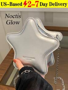 Women's Fashion-Forward Star-Shaped Leather Crossbody Bag, Silver Chain Punk Streetwear Handbag – High-Quality Faux Leather With Unique 3D Star Design, Durable Silver Metal Chain Strap For Adjustable Wear, Mini Size Perfect For Essential Carry, Suitable For Daily Outings Shopping Dates Parties & Urban Commutes, Resists Wear & Fading, Matches Punk Grunge Streetwear & Edgy Fashion Styles, Great Gift For Family Friends Or  Women - 多色 - 查看 13