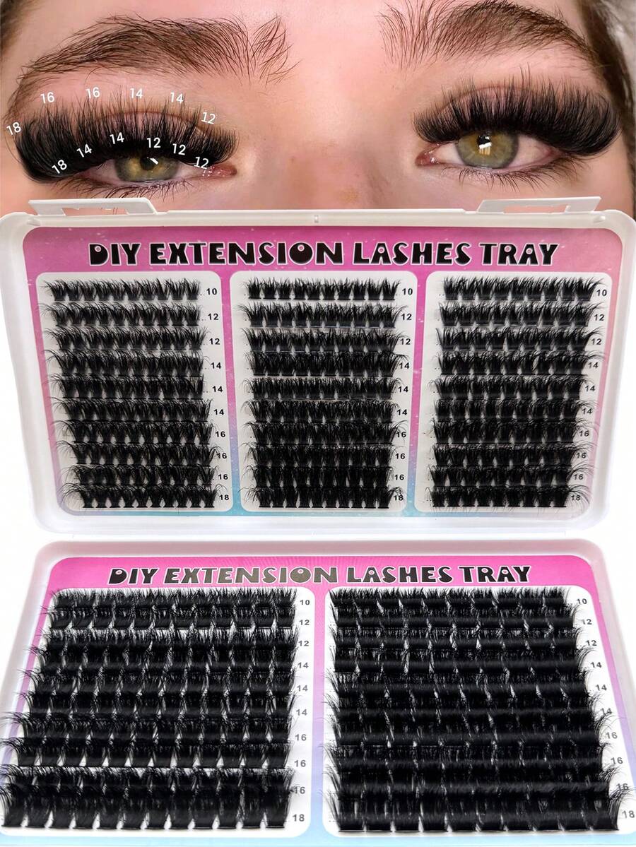510pcs/Set 200D/160D/120D/100D/80D High Capacity Mink Lashes, Wispy Fluffy Lashes 0.07mm D Curl 10-18mm Mixed Length, Natural Soft Lashes Extension Makeup, Suitable For Daily Makeup, Wedding, Date, Party, Music Festival, Halloween, Christmas - D - 查看 1