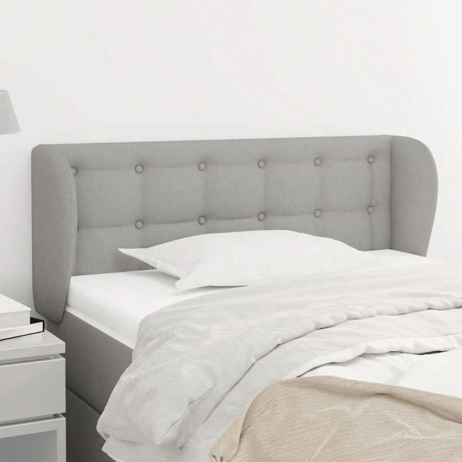vidaXL Kopfteil mit Ohren hellgrau 93x23x78/88 cm Stoff - Grau - Übersicht 1