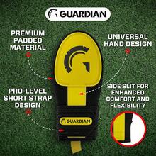 Guardian Baseball Manopla deslizante – Tallas para jóvenes y adultos – Protector deslizante de softball – Protector de mano de béisbol – Correa de compresión elástica - Negro/Amarillo - Ver 3
