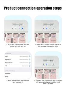 Ultra-Thin & Portable Wireless Keyboard, Silent Design, Suitable For Girls, Compatible With Smartphones, Laptops And Tablets With 10-Inch Square Keys, Bluetooth Connection, Compatible With 3 Operating Systems - Multicolor - View 9