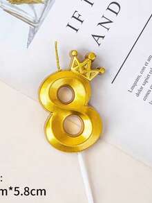 Gold Shell Crown Numbered 0-9 Cute Birthday Anniversary Cake Topper Candles For Party, Celebration, Single Game, Anime Theme - Gold - View 16