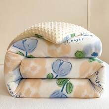 1 pieza Edredón con estampado de dibujos animados de tela de punto y pompón de terciopelo, edredón acolchado, ropa de cama alternativa a la pluma para todo el año, con lazos en las esquinas, técnica de acolchado cálida y suave, adecuada para dormitorio, habitación de invitados - Multicolor - Ver 2