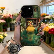 Cubierta de teléfono con diseño de pato amarillo en estanque con gafas de buceo verde y peces coloridos para uso diario y regalo original Aplicable a los teléfonos de la serie Apple y Galaxy - Negro - Ver 2