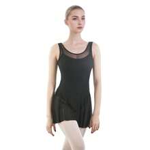 balletto 成人露背芭蕾舞紧身衣连衣裙，女士舞蹈服体操连体服，适合训练和表演，黑色，春季运动款 - 黑色 - 查看 9