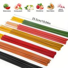 102pcs 6-Fruit Flavor Incense Sticks - Rich Fruity Aromas (Cantaloupe, Strawberry, Watermelon) 10.04in, Wooden Holder For Yoga, Meditation, & Hydrotherapy Decor - Ideal Home & Party Gift, Meditation Accessory, Vibrant Sticks, Wooden Construction - 102 - 蜜桃 - 查看 6