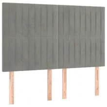 vidaXL Boxspringbett Mit Matratze, Hellgrau, 140x190 Cm, Samt - Grey - View 6