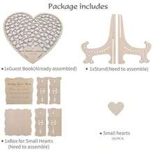 101pcs Heart-Shaped Wooden Guest Book With Refillable Pages, Includes Gift Box | Rustic Style Wedding Anniversary Sign-In Book, Alternative To Traditional Guest Book - White - View 8