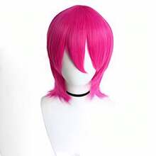 男女通用角色扮演短款反卷波波头，带刘海，蓬松波浪动漫风格，16英寸耐热合成纤维假发，角色扮演精灵短发，动漫发型 | 精灵短假发 - 彩色 - 查看 41