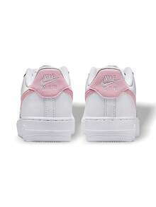 Nike 空军一号 BG N 女款(GS)运动鞋 吸汗透气保暖轻便弹性好百搭纯色Logo 易洗速干 运动户外跑步上学日常 白色/粉色 CT3839-115 - 白色/粉紅色 - 查看 6