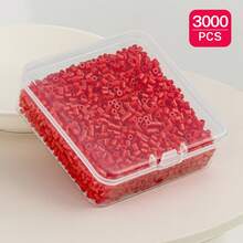 2.6毫米 Sundymot 拼豆，3000颗以上红色系列独立包装，带小方盒收纳，防止散落，DIY吊坠钥匙扣，珠宝制作工艺材料，毕业季、返校季、圣诞节、派对、生日礼物，多色2.6毫米拼豆补充装