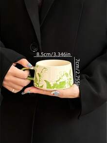 1 Juego de tazas de café de cerámica con diseño pintado a mano de carillón de viento, tazas de café románticas francesas, tazas para bebidas como leche, jugo y té de la tarde, adecuadas como recuerdos para la sala de estar, comedor, cafetería y pastelería